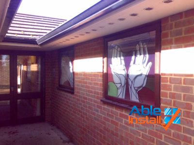 window manifestations design - Able install Ltd.