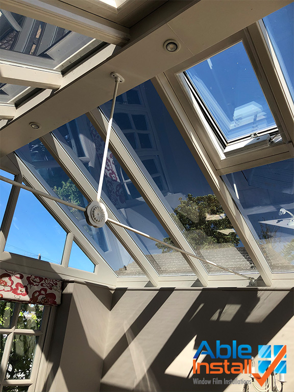 large-glass-roof-on-an-side-extension-in-Cobham,Surrey-during-the-installation-of-internal-super-shade-20. Bomb Blast Protection Window Film